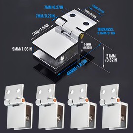 behone Pack of 4 Clip Hinge, Furniture Hinge for Glass Doors, Glass Hinge, Cabinet Door, Glass Door Hinge Easy Installation, Durable Glass Holder for Display Cabinets, Glass Doors for Showcases