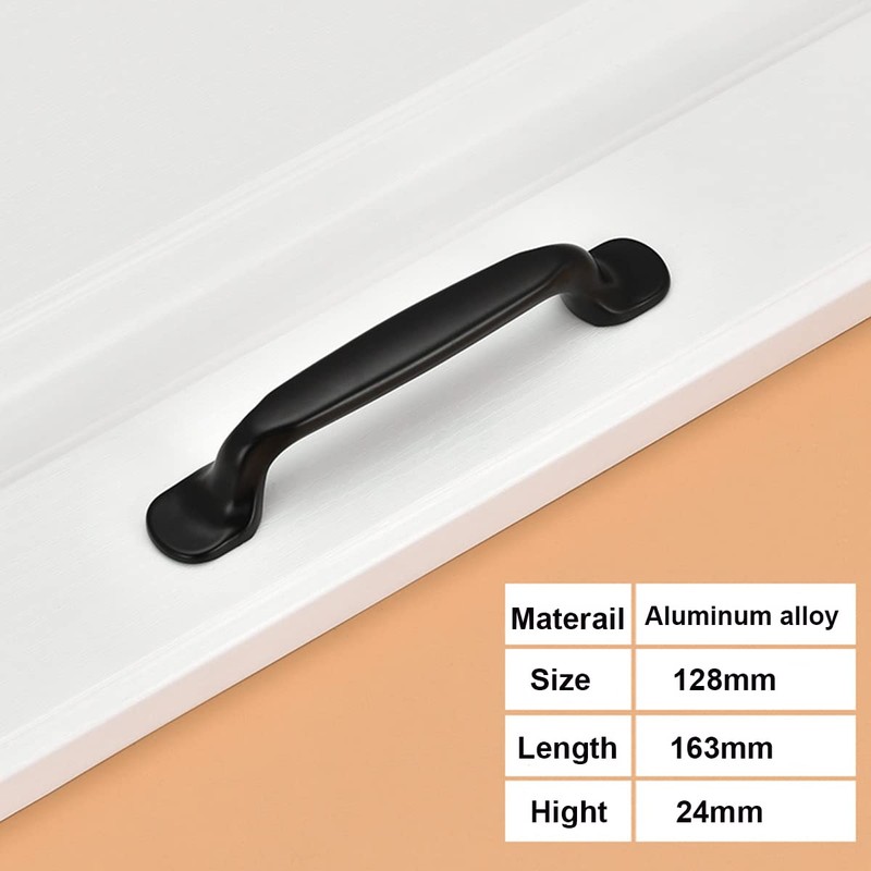 Qrity 2Units Black Aluminum Cabinet Door Drawer Handles Knobs Pull