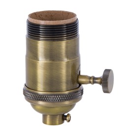 B&P Lamp® 3-Way Heavy Duty, Turned Brass Socket, Antique Brass Finish