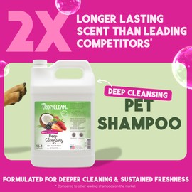 TropiClean Deodorizing Dog Shampoo for Smelly Pets, Professional Dog Shampoo, Long Lasting Odor Control, Puppy Safe, USA Made, Berry Scent, 1 Gal