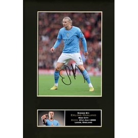 Erling Haaland Man City Signed Reproduction Autograph Football Print Poster Mounted Repro A4#873U