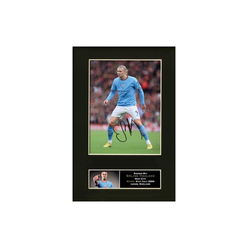 Erling Haaland Man City Signed Reproduction Autograph Football Print Poster
