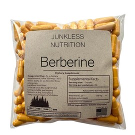 PURE Berberine HCL -500 COUNT- Capsules 20:1 Herbal supplement - Capsules: 200 Pouch