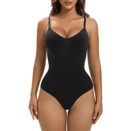 YIANNA Shapewear for Women Tummy Control Bodysuit Seamless Sculpting Snatched Waist Body Suit Brief,YA5213-Black-S/M