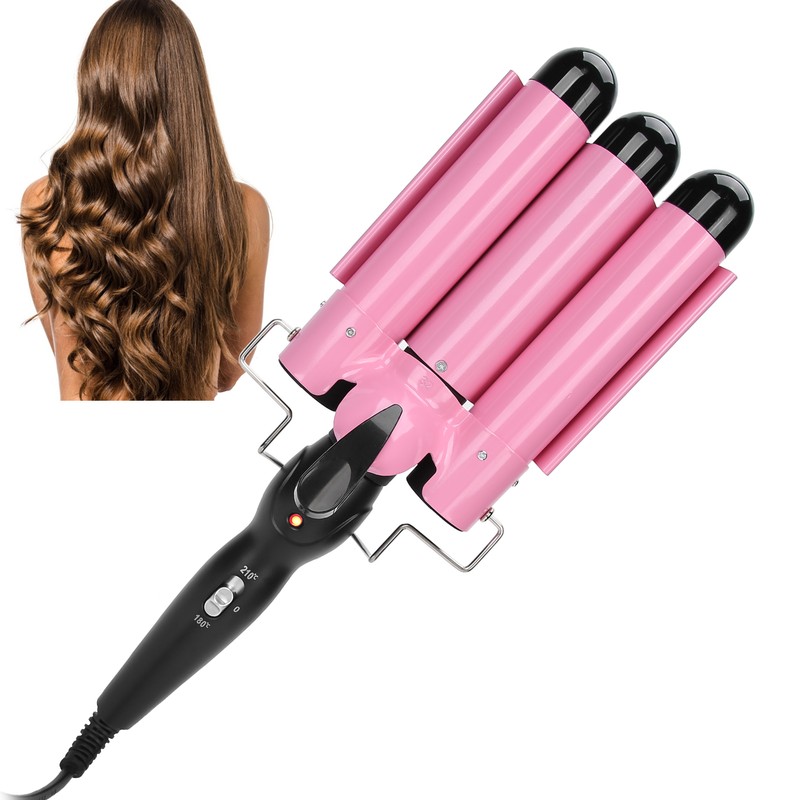 3 Barrel Curling Iron Wand Adjustable Hair Curler Waver Crimper