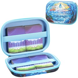Wonderjune Hard Travel Playing Card Game Case, 300+ Trading Cards Case, Portable Travel Storage Box Compatible with Magic Mtg Classic Board Game(Water Drop)