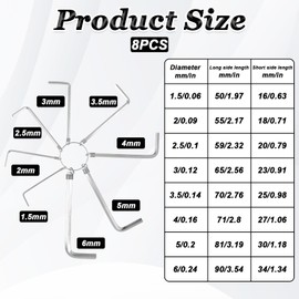 BOHUIZ 8-Piece Allen Key Set, 1.5-6 mm Allen Key Allen Key Allen Key Set Hex Key for Home