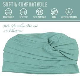 Alnorm Sleep Cap Layered Hat Full Head Coverage Jade Green
