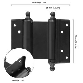 HOIGON 3 Pairs 3 Inch Stainless Steel Double Action Spring Hinges, Self Closing Double Door Hinges with Screws and Adjusting Pin for Cafes, Bars, Saloons, Black