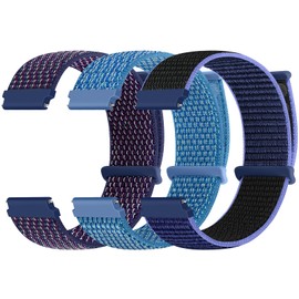 [Acortjl] Watch Band 18mm 20mm 22mm Quick Release Nylon Sport Loop Watch Band Adjustable Breathable Replacement Strap for Women Men 3 Pack, 18 mm, No Gemstone