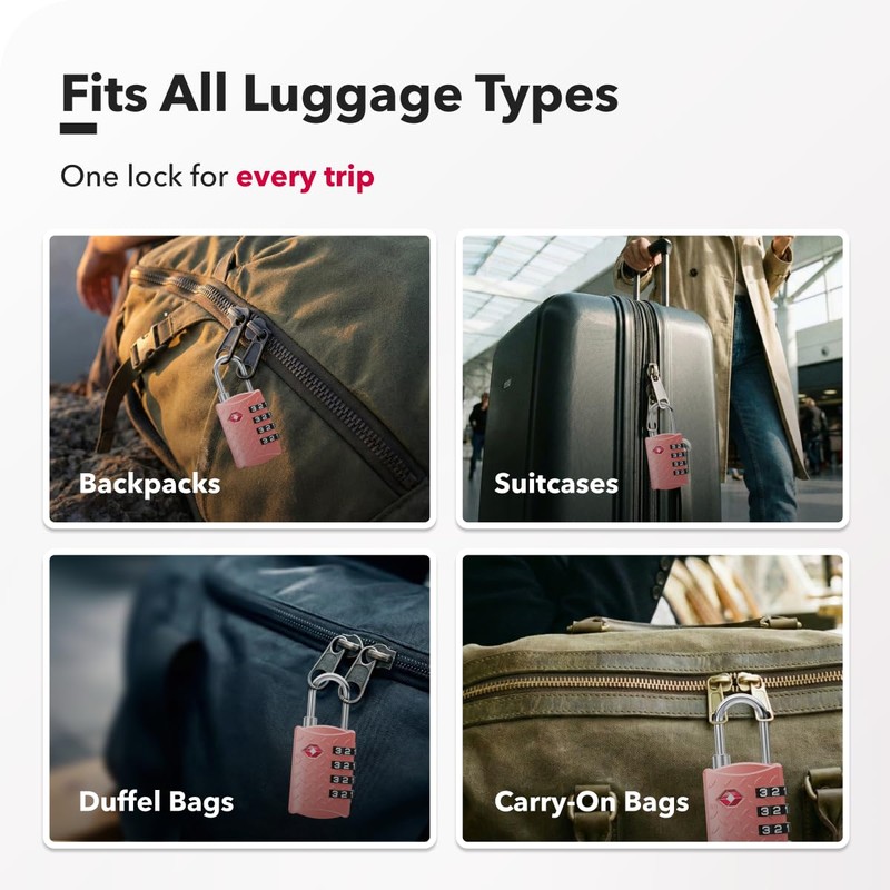 NOVLOCK Suitcase Padlocks – TSA Approved Suitcase Locks with 4-Digit