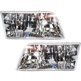 Evan Fischer Driver and Passenger Side Headlight for Ford Crown Victoria 1998-2011 Halogen w/o Park Light Bulbs Replaces # 4W7Z13008A-PFM, 4W7Z13008B-PFM