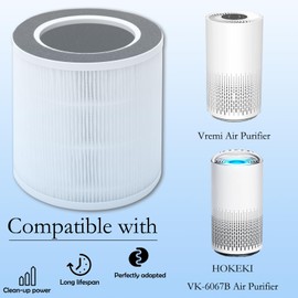 WOCASE VK-6067B Replacement Filter, Compatible with Vremi Air Purifier and HOKEKI VK-6067B Air Purifier, Compare to Vremi Replacement Filters, H13 True HEPA Filter and Activated Carbon Filters, 2 Pack