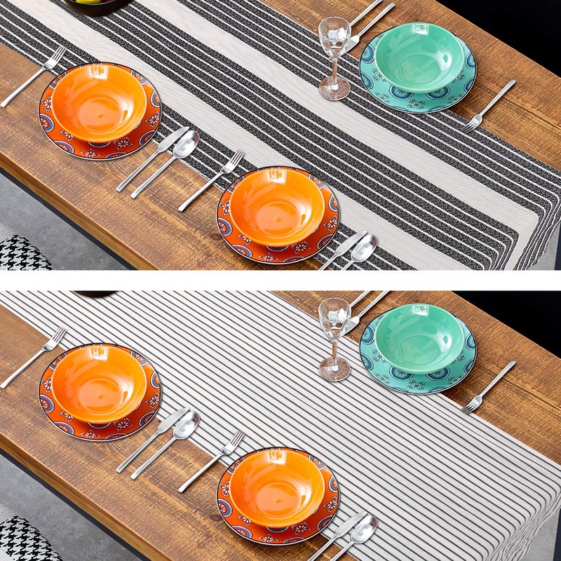 PiccoCasa Table Runner, 100% Cotton Dining Table Runner 33x183 Cm/14"x72",