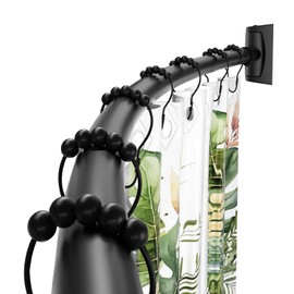 Black Curved Shower Curtain Rod,40-78 inches Adjustable Arched Curved Shower rods, Rustproof Curved Round Shower Curtain Rod for Bathroom, Premium Stainless Steel Need to Drill