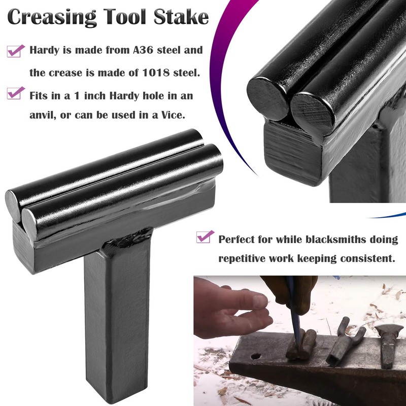 Bonbo 5PCS Blacksmith Anvil Hardy Tool Set 1 Inch Hot