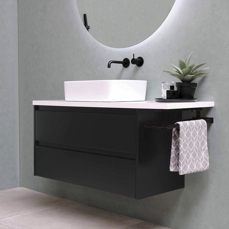 SOTECH TED Aluminium Towel Rail 3-Arm Black Matt (325-487 mm,