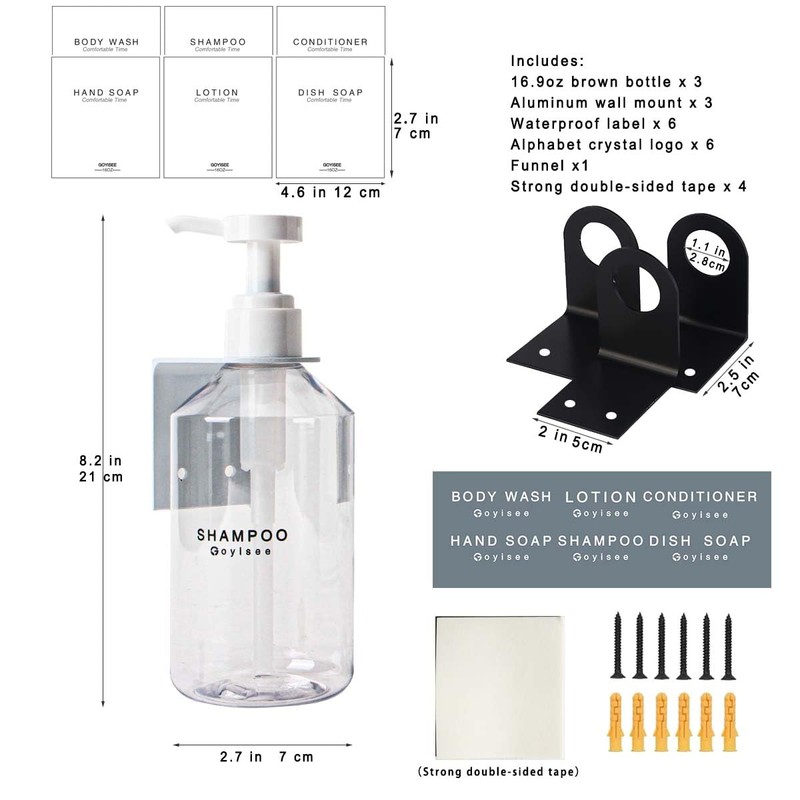 GOYISEE 3-Chamber Shampoo & Conditioner Dispenser - Wall-Mounted Soap Dispenser