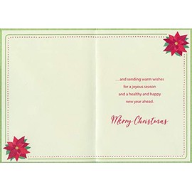 Designer Greetings 2 Poinsettias and White Scrolling Banner Mother-in-Law Christmas Card