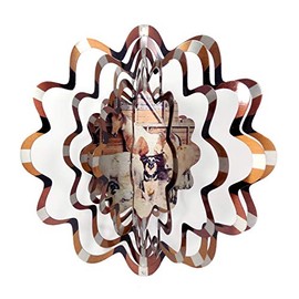 WorldaWhirl Whirligig 3D Wind Spinner Farm Animal Combo Horse, Lamb, Cow, Dog, Chicken Funny Home Decor Stainless Steel (12 Inch)