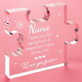 Funnli Nana Gifts Acrylic Puzzle Plaque - Christmas Birthday Gifts for Nana 3.35 x 2.76 Inch Desk Decorations - Mothers Day Anniversary Card Gifts for Nana Grandma Grammy Grandmother