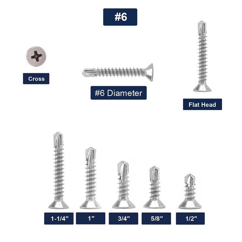 #6 x 1/2" Sheet Metal Screws 100Pcs 410 Stainless Steel