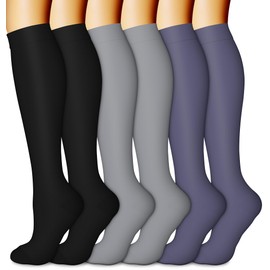 CHARMKING 6 Pairs-Compression Socks for Women & Men Circulation Best Support for Nurses, Running, Athletic,Flight Travel (Multi 33,L/XL)