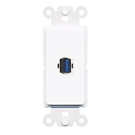 RiteAV - USB 3 Port Wall Plate Decorative (Rocker) White