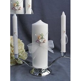 Pastel Porcelain Rose Wedding Unity Candle Set