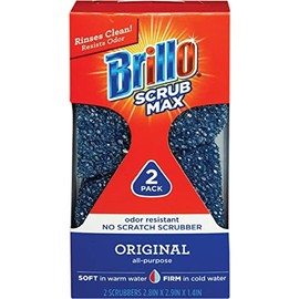 Brillo Scrub Max Heat Activated Sponges, Strong & Long Lasting, Innovative Technology, 2 Count (2 Count (Pack of 1), All Purpose)