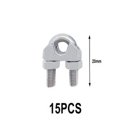 15Pcs M3 Wire Rope Clamp 304 Stainless Steel 1/8" Wire Rope Cable Clip Clamp