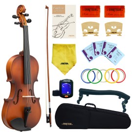 Crafteem Handcrafted Premium Violin Outfit for Kids Beginner, Student, and Adults -Perfect Your Sound and Unlock Your Musical Potential with Confidence. (Matte Antique, 1/2)