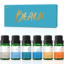 Beach Fragrance Oil, MitFlor Premium Scented Essential Oils for Diffusers for Home, Soap & Candle Making Scents, Summer Aromatherapy Essential Oils Set, Coastal Linen, Ocean Mist and More, 6x10 ml