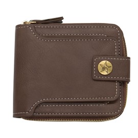 LJCZKA Wallets for Men Zip Around Leather Wallet Bifold Large Capacity Card Holders Multiple Compartments with Coin Pocket, Card Slots, Flap ID Window (Light Coffee)