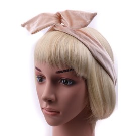 Mytoptrendz® -Wire Headband Hair Tie Hairband Rockabilly Retro Style Twist Dolly Bow Hair Wrap Scarf Accessory for Women Girls (Beige,)