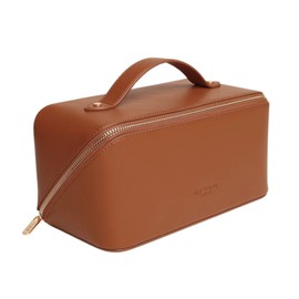 Alice Wheeler Vegan Nappa Train Case Beauty Concertina Fold Out Organiser (Tan)