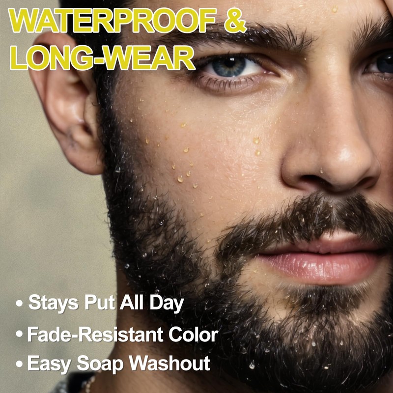 1 Day Temporary Beard Dye for Men, Black Beard, 2