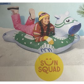 Sun Squad Giant Hippo Inflatable Pool Float, Lounge, Sled NEW 4 Ft. W/Handles, Heavy Duty