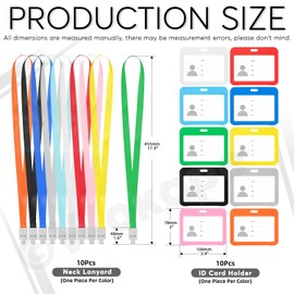 Wokape 20Pcs 10 Colors Horizontal Clear ID Badge Holder with Lanyard, Cruise Lanyard with Waterproof ID Card Holder, Colorful Durable Lanyard with Badge ID Card Holder for Carnival, Cruises, Event