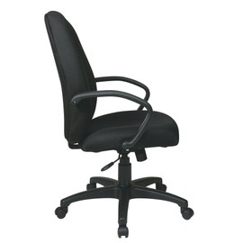 Office Star Executive High Back Managers Chair with Padded Fabric Contour Seat and Back, Fixed Arms, and Nylon Base, Black