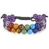 Top Plaza Amethyst Bead Chakra Bracelet 7 Chakras Healing Crystals