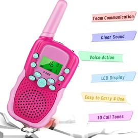 Walkie Talkies for Kids 22 Channels 2 Way Radio Toy with Backlit LCD Flashlight, 3 KMs Range for 3-12 Year Old Boys Girls Outside, Camping, Hiking (2 Pack, Red)