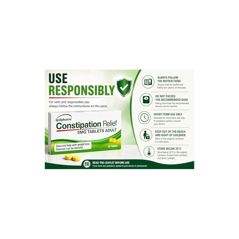 Constipation Relief 5mg Tablets Adult - (4 Packs of 20