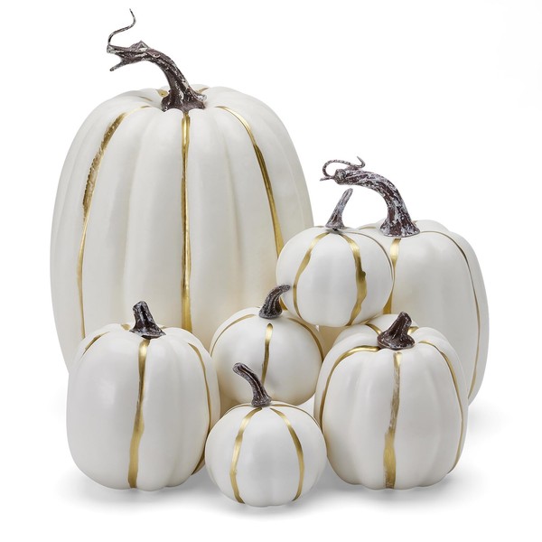 Fnkro 7Pcs Artificial Pumpkins Faux Foam Fall Harvest Pumpkin Halloween