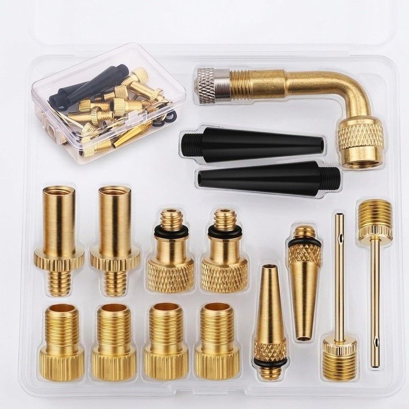 FABULETTA Kit 15 Adaptadores Válvula Bicicleta, Cobre SV DV AV