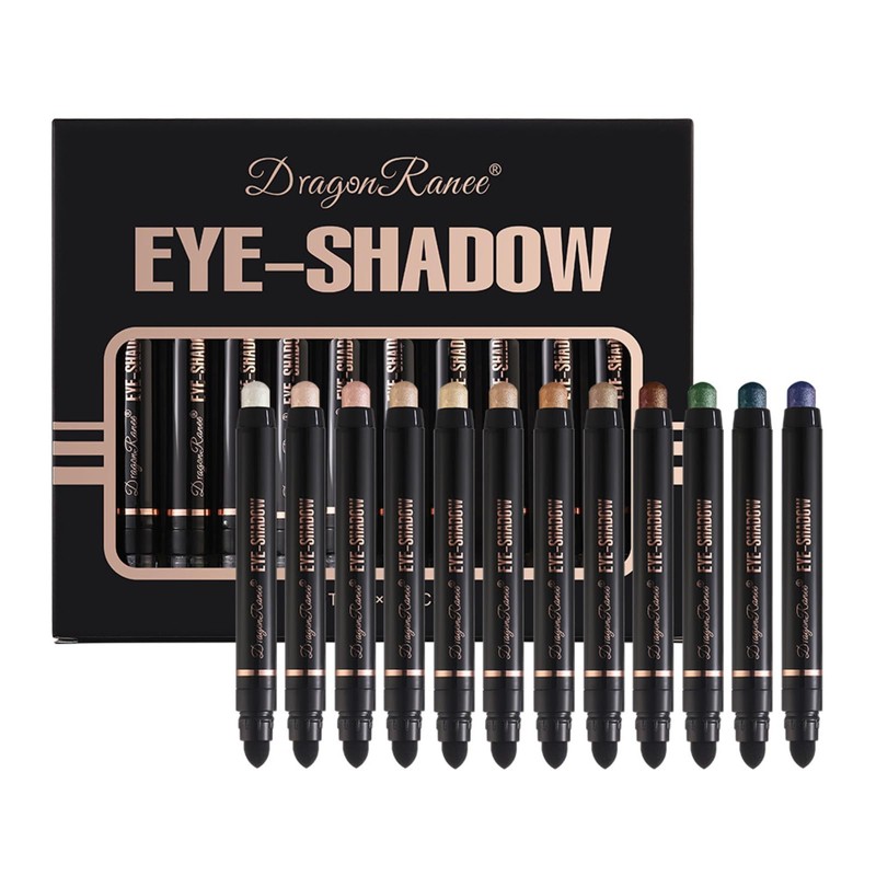 12PCS Eye Shadow Sticks Set, Waterproof Eyeshadow Stick, Highlighting Pigmented