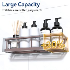 YASONIC Shower Caddy 2 Pack Rustproof Shower Organizer, Large Capacity Shower Shelves for Inside Shower, Bathroom Organizers and Storage with Soap Holder and 12 Hooks, Adhesive Shower Storage Bronze