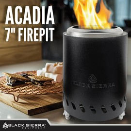 Black Sierra Tabletop Smokeless 7" Black Mini Firepit Burns Wood Pellets, Stainless Steel for Camping, Outdoor & Patio, Wood Burning Portable Bonfire Perfect for Smore's