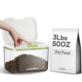 LivLab Mker 3lbs/50OZ/2.6qt Airtight Dog food storage container with lids,Dog Treat Container With Measuring cup,Dry Pet Food storage bin for Dogs,Cats,and Birds 2.8L