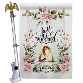 Angeleno Heritage Wedding Rings House Flag Eagle Set Celebration Marriage Bride Groom Mrs Occasion Anniversary Party Decoration Banner Small Garden Yard Gift Double-Sided, Made in USA